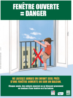 « Ne laissez jamais un enfant seul près d'une fenêtre ouverte ou d'un balcon »